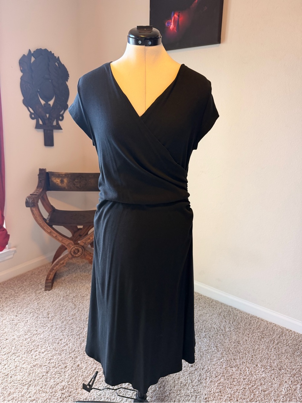 OGL Black Midi Wrap-Front Dress